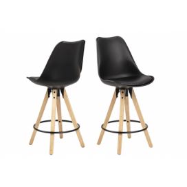 Dkton Moderná dizajnová barová stolička Nascha, čierna-prírodná