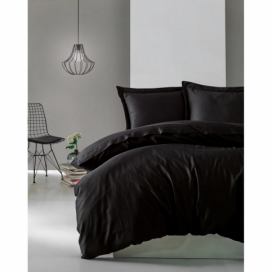 Čierne obliečky z bavlneného saténu Cotton Box Elegant, 200 x 200 cm