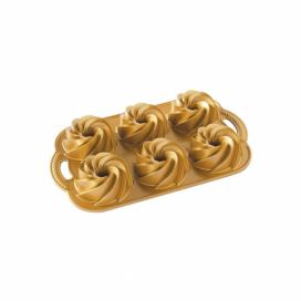 Forma na minibábovky v zlatej farbe Nordic Ware Mini Rondo, 950 ml