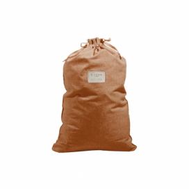 Látkový vak na bielizeň s prímesou ľanu Linen Couture Bag Terracota, výška 75 cm