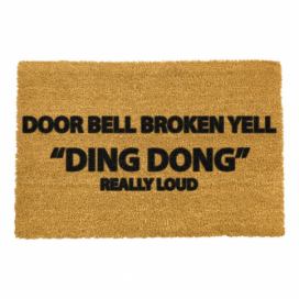 Rohožka z prírodného kokosového vlákna Artsy Doormats Yell Ding Dong, 40 x 60 cm