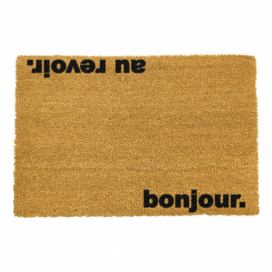 Rohožka z prírodného kokosového vlákna Artsy Doormats Bonjour Au Revoir, 40 x 60 cm