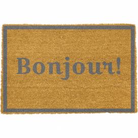 Rohožka z prírodného kokosového vlákna Artsy Doormats Bonjour Grey, 40 x 60 cm