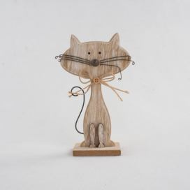 Drevená dekorácia v tvare mačky Dakls Cats, výška 18 cm