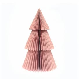 Trblietavá ružová papierová vianočná ozdoba v tvare stromu Only Natural, výška 22,5 cm