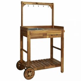 Záhradný kuchynský vozík akáciové drevo Dekorhome