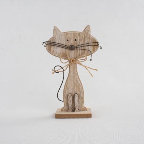 Drevená dekorácia v tvare mačky Dakls Cats, výška 18 cm Bonami.sk