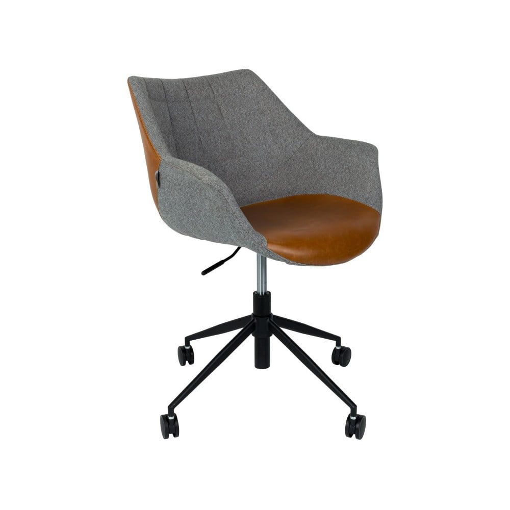Sivá kancelárska stolička s hnedým detailom Zuiver Doulton - Bonami.sk
