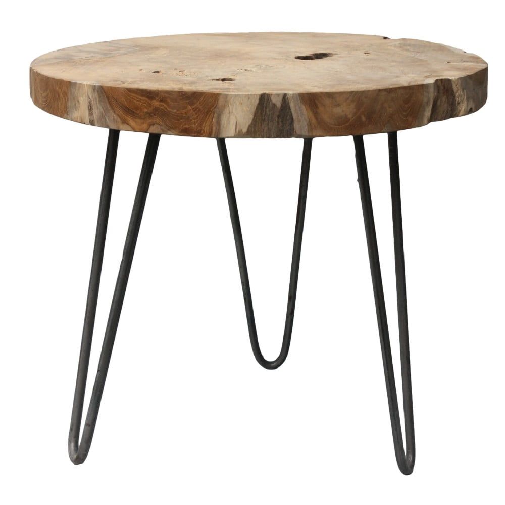 Odkladací stolík s doskou z teakového dreva HSM Collection Helen, ⌀ 55 cm - Bonami.sk