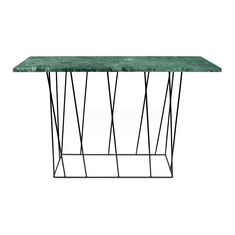 Zelený mramorový konzolový stolík s čiernymi nohami TemaHome Heli× - Bonami.sk