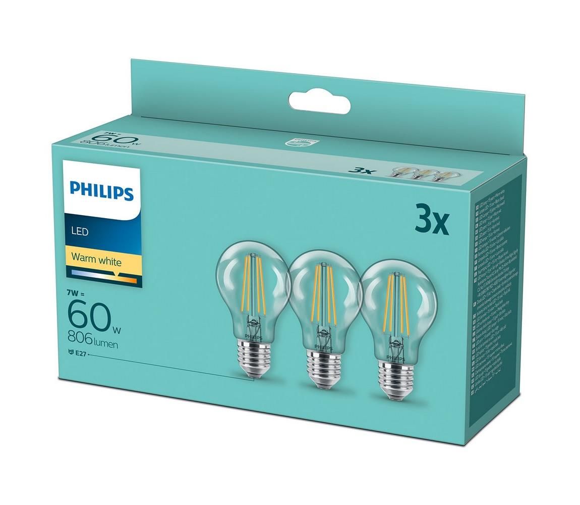 Philips SADA 3x LED Žiarovka VINTAGE Philips A60 E27/7W/230V 2700K  - Svet-svietidiel.sk