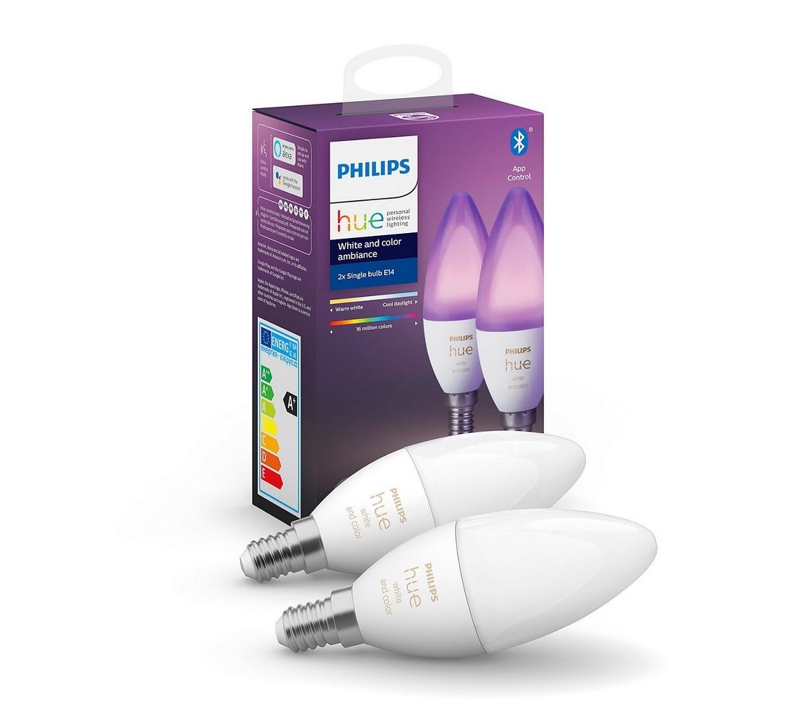 Philips SADA 2x LED Stmievateľná žiarovka Philips Hue WHITE AND COLOR E14/5,3W/230V  - Svet-svietidiel.sk