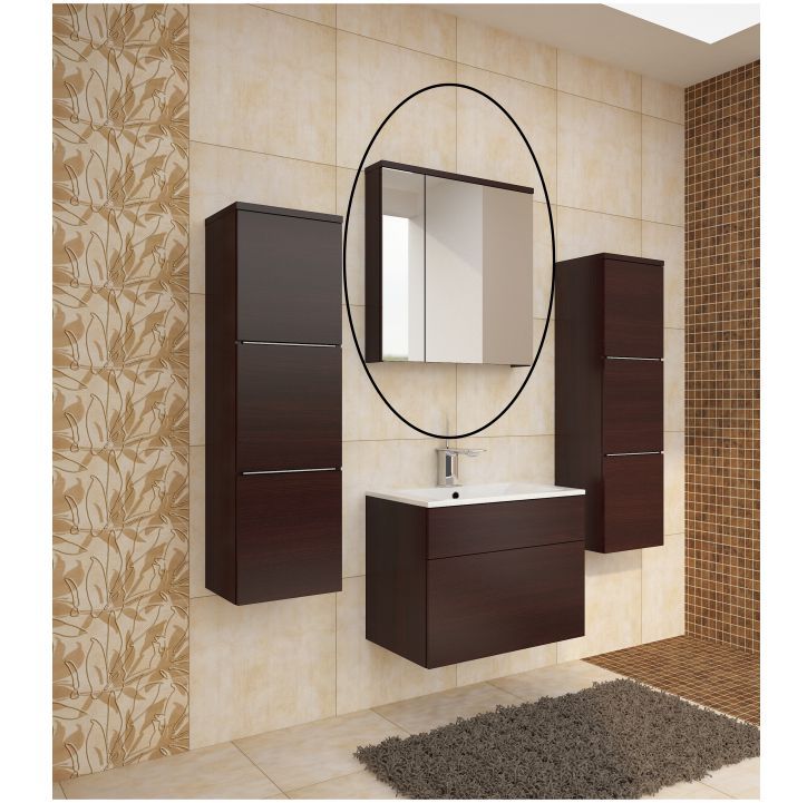 Kúpeľňová skrinka na stenu so zrkadlom Mason WE 14 - wenge - nabbi.sk