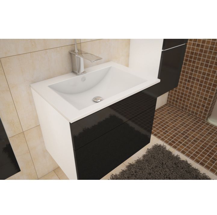 Kúpeľňová skrinka pod umývadlo Mason BL 13 - biela / čierny vysoký lesk - nabbi.sk
