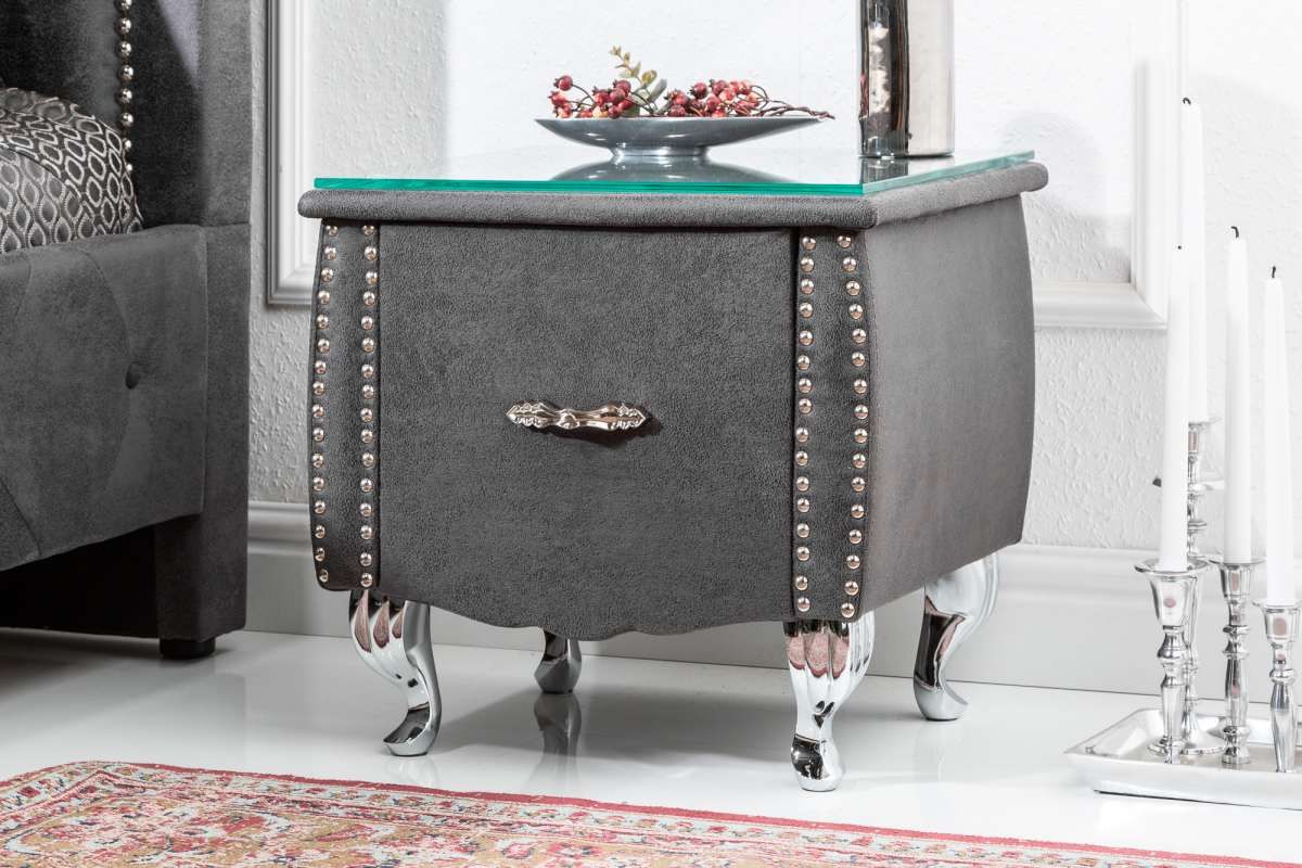 LuxD Nočný stolík Spectacular, 45 cm, antik sivý - ESTILOFINA.SK