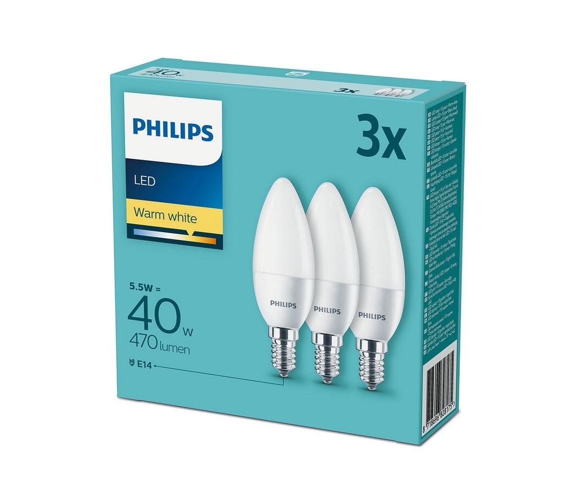 Philips Sada 3x LED Žiarovka Philips E14/5,5W/230V 2700K  - Svet-svietidiel.sk
