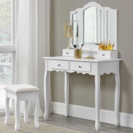 Juskys Toaletný stolík \"Emma\" biely so zrkadlom a stoličkou