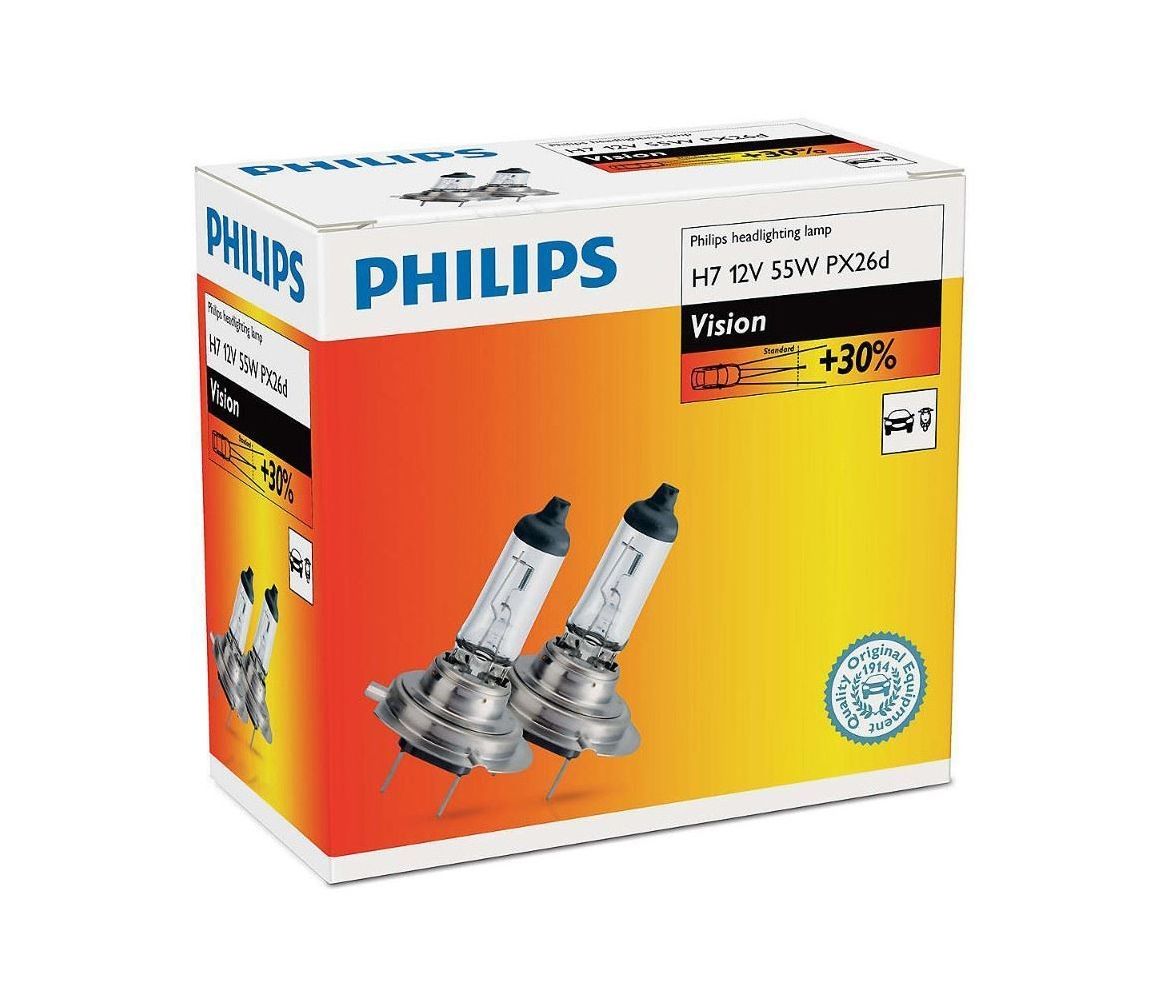 Philips SADA 2x Autožiarovka Philips VISION 12972PRC2 H7 PX26d/55W/12V 3200K  - Svet-svietidiel.sk