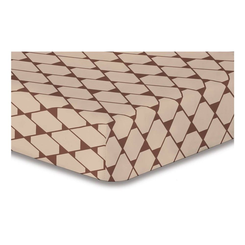 Béžová elastická plachta so vzorom DecoKing Rhombuses, 200 × 220 cm - Bonami.sk