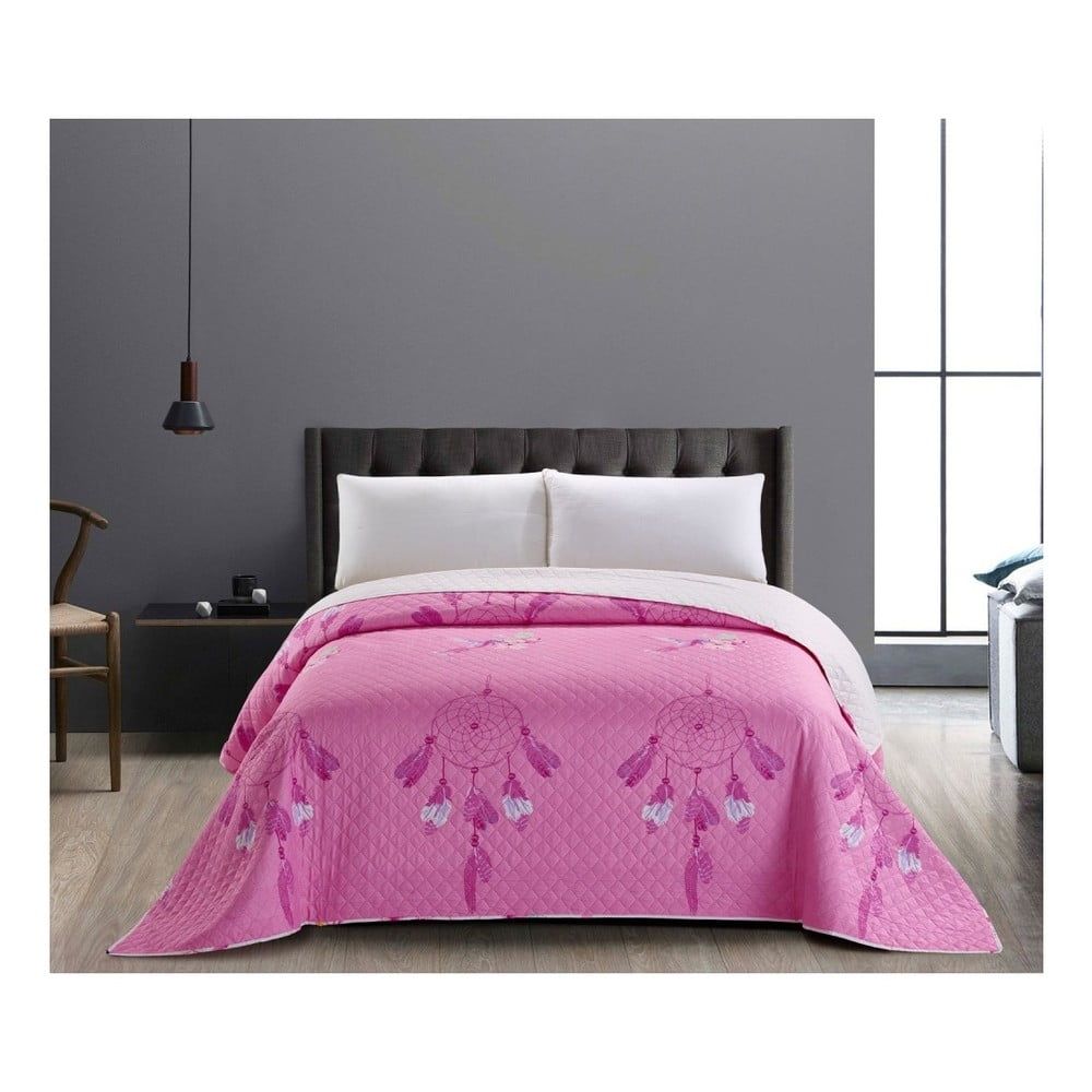 Ružovo-biely obojstranný pléd z mikrovlákna DecoKing Sweet Dreams, 260 × 280 cm - Bonami.sk