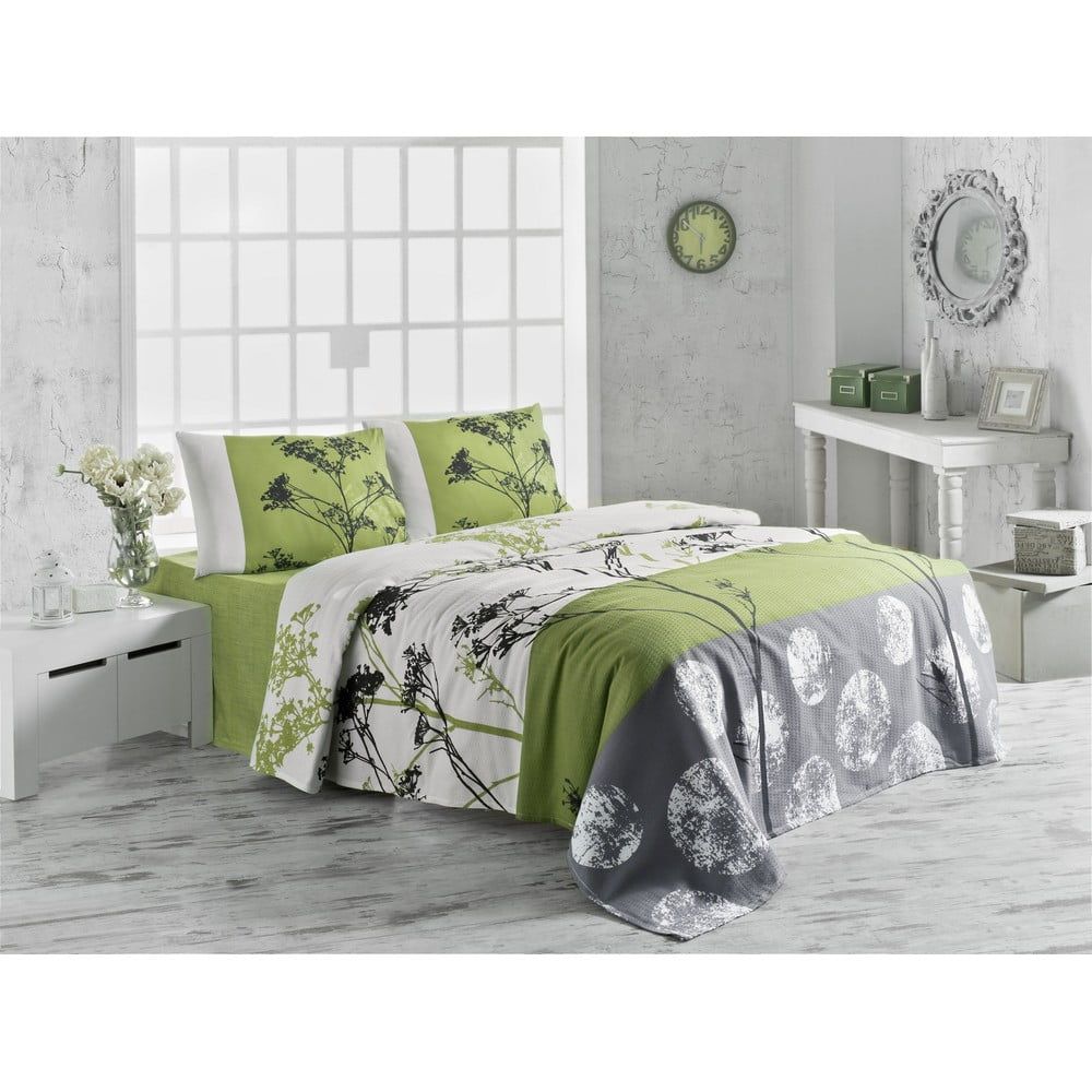 Ľahká bavlnená prikrývka cez posteľ na dvojlôžko Belezza Green, 200 × 230 cm - Bonami.sk