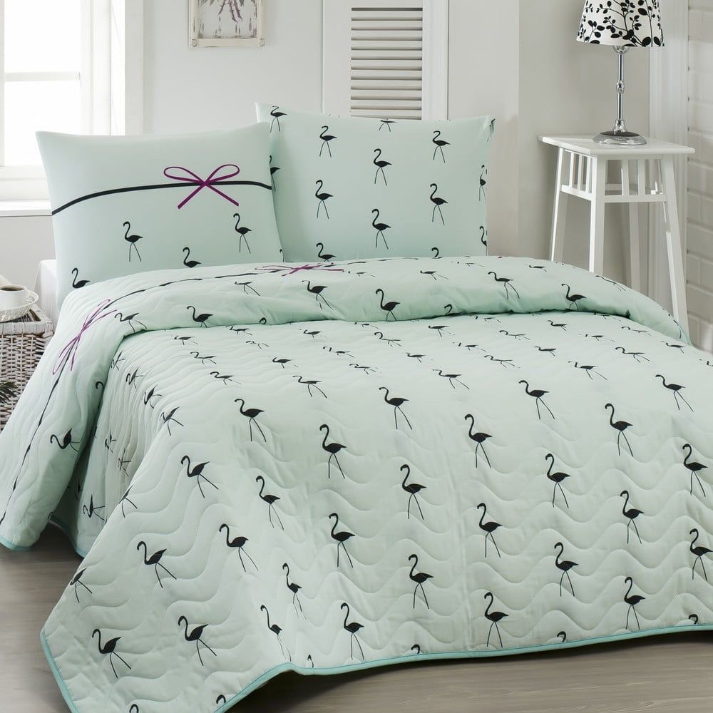 Prikrývka cez posteľ na dvojlôžko s obliečkami na vankúše Flamingo, 200 × 220 cm - Bonami.sk