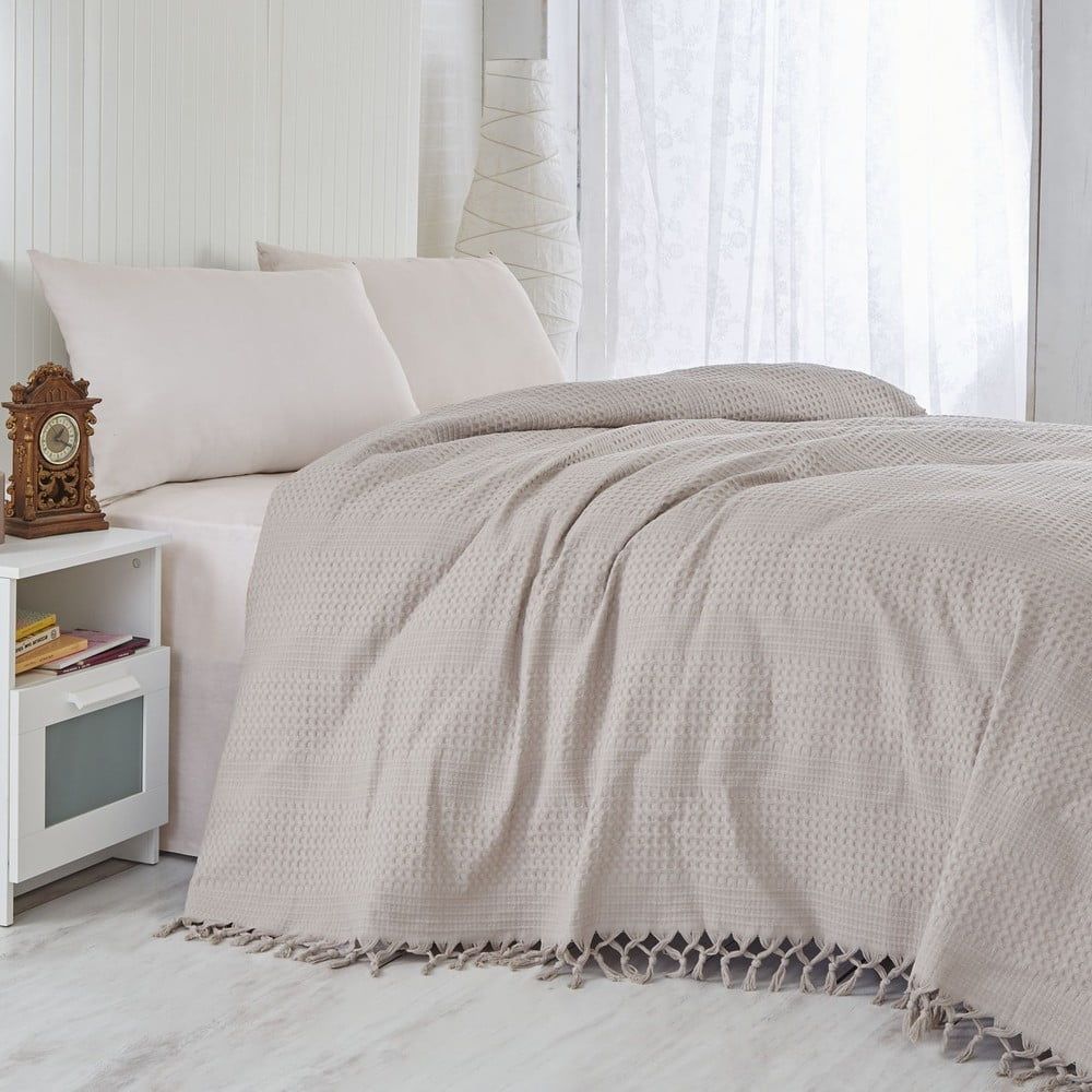 Hnedý bavlnený ľahký pléd na posteľ Brown, 220 × 240 cm - Bonami.sk