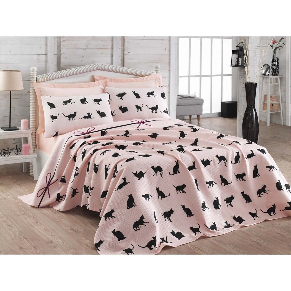 Pléd cez posteľ na dvojlôžko s obliečkami na vankúše a plachtou Cat, 200 × 235 cm - Bonami.sk
