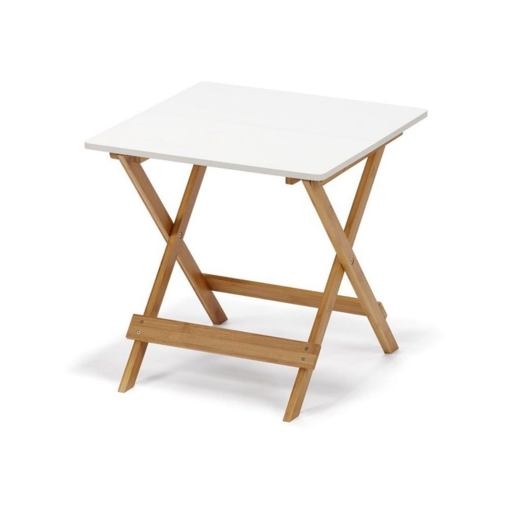 Biely sklápací stolík s bambusovými nohami loomi.design Lora - Bonami.sk