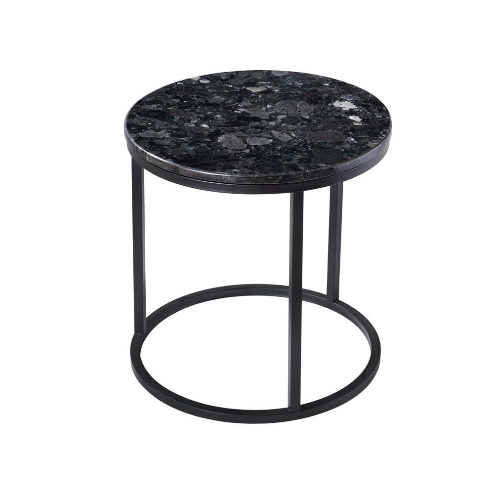 Čierny žulový stolík s podnožím v čiernej farbe RGE Crystal, ⌀ 50 cm - Bonami.sk