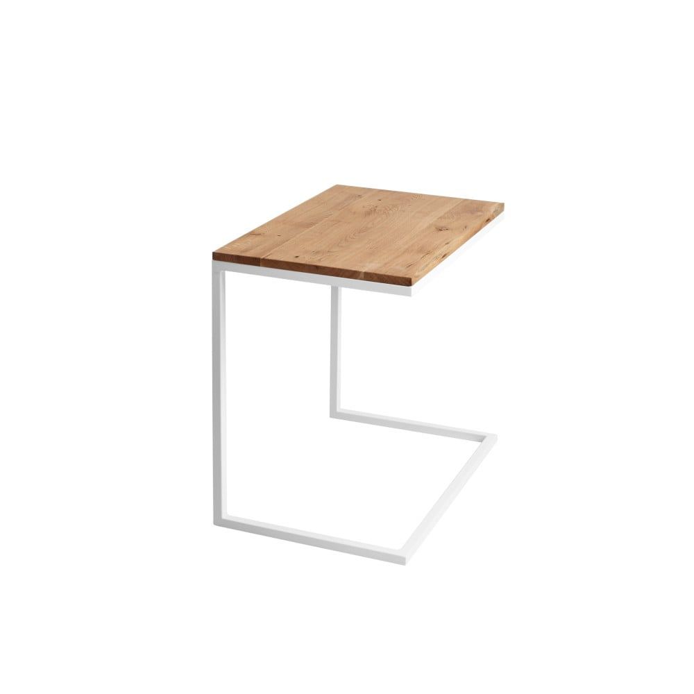 Stôl s bielou podnožou s doskou z masívneho duba Custom Form Lupe - Bonami.sk