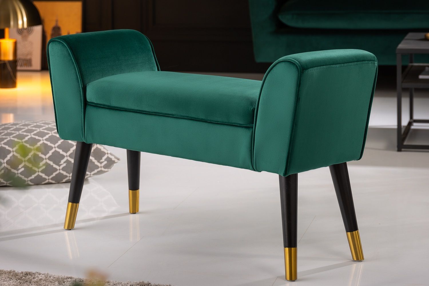 LuxD Dizajnová lavica Dafina 90 cm zamat smaragdová zelená - ESTILOFINA.SK
