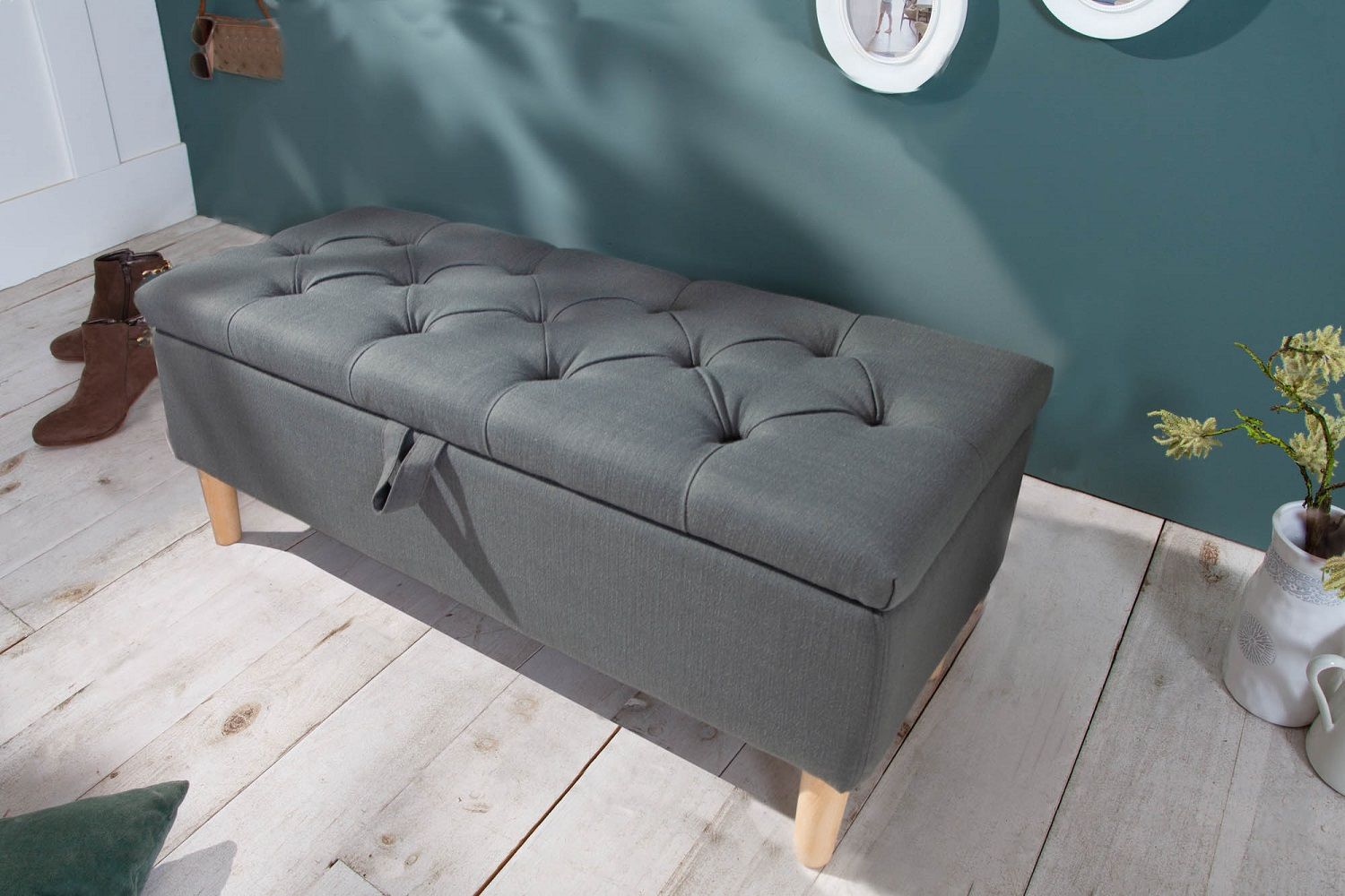 LuxD Dizajnová lavica Queen 100 cm sivá - ESTILOFINA.SK