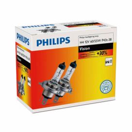 Philips SADA 2x Autožiarovka Philips VISION 12342PRC2 H4 P43t-38/60W/55W/12V 3200K 