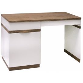 PC stôl Como CM L - biely vysoký lesk / dub Como