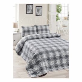 Set sivej bavlnenej prikrývky cez posteľ a 2 obliečok na vankúše Harro Mento, 200 × 220 cm