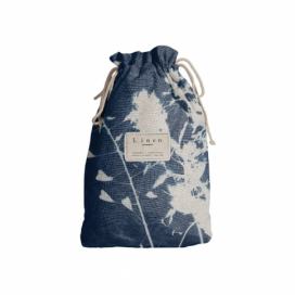 Cestovný vak s prímesou bavlny Linen Couture Blue Flowers, dĺžka 44 cm
