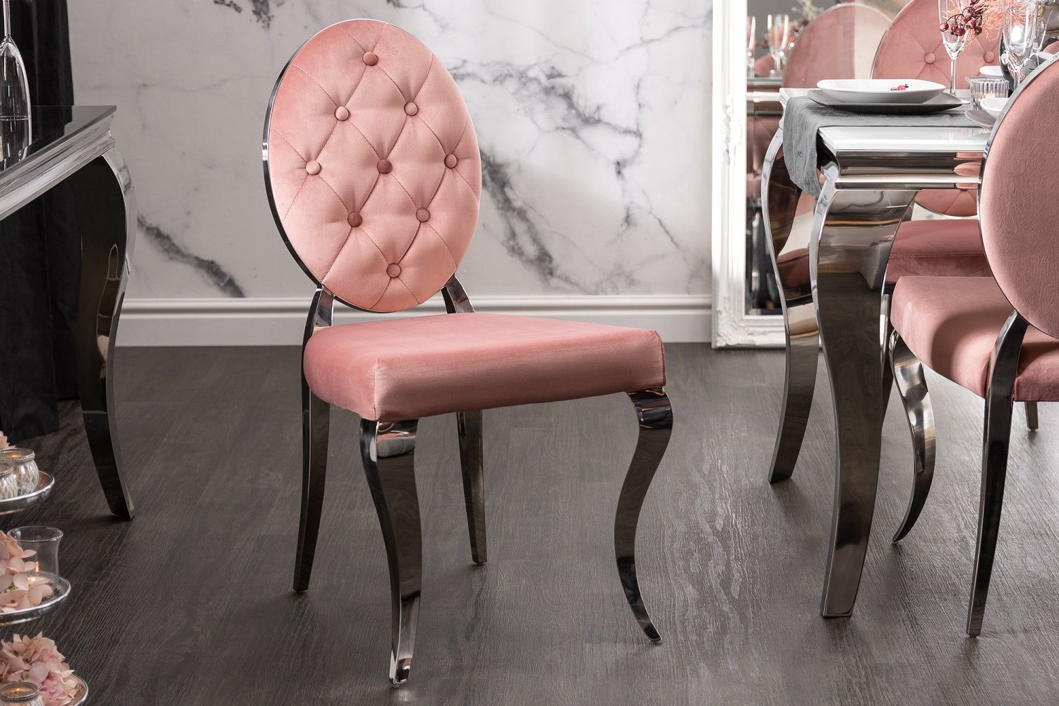 LuxD 25366 Dizajnová stolička Rococo II ružová - ESTILOFINA.SK