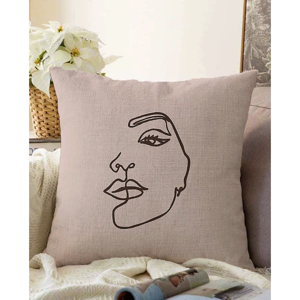 Béžová obliečka na vankúš s prímesou bavlny Minimalist Cushion Covers Chenille, 55 x 55 cm - Bonami.sk