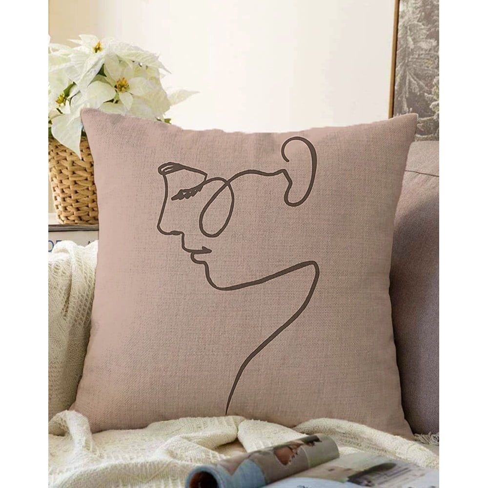 Béžová obliečka na vankúš s prímesou bavlny Minimalist Cushion Covers Portrait, 55 x 55 cm - Bonami.sk