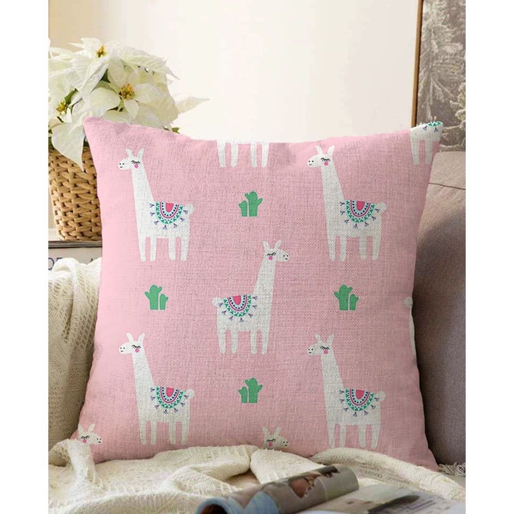 Ružová obliečka na vankúš s prímesou bavlny Minimalist Cushion Covers Alpaca, 55 x 55 cm - Bonami.sk
