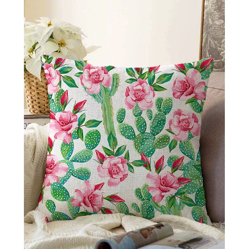 Obliečka na vankúš s prímesou bavlny Minimalist Cushion Covers Blooming Cactus, 55 x 55 cm - Bonami.sk