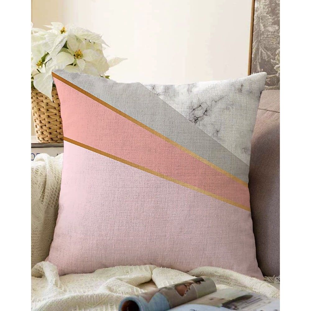 Ružovosivá obliečka na vankúš s prímesou bavlny Minimalist Cushion Covers Marble, 55 x 55 cm - Bonami.sk