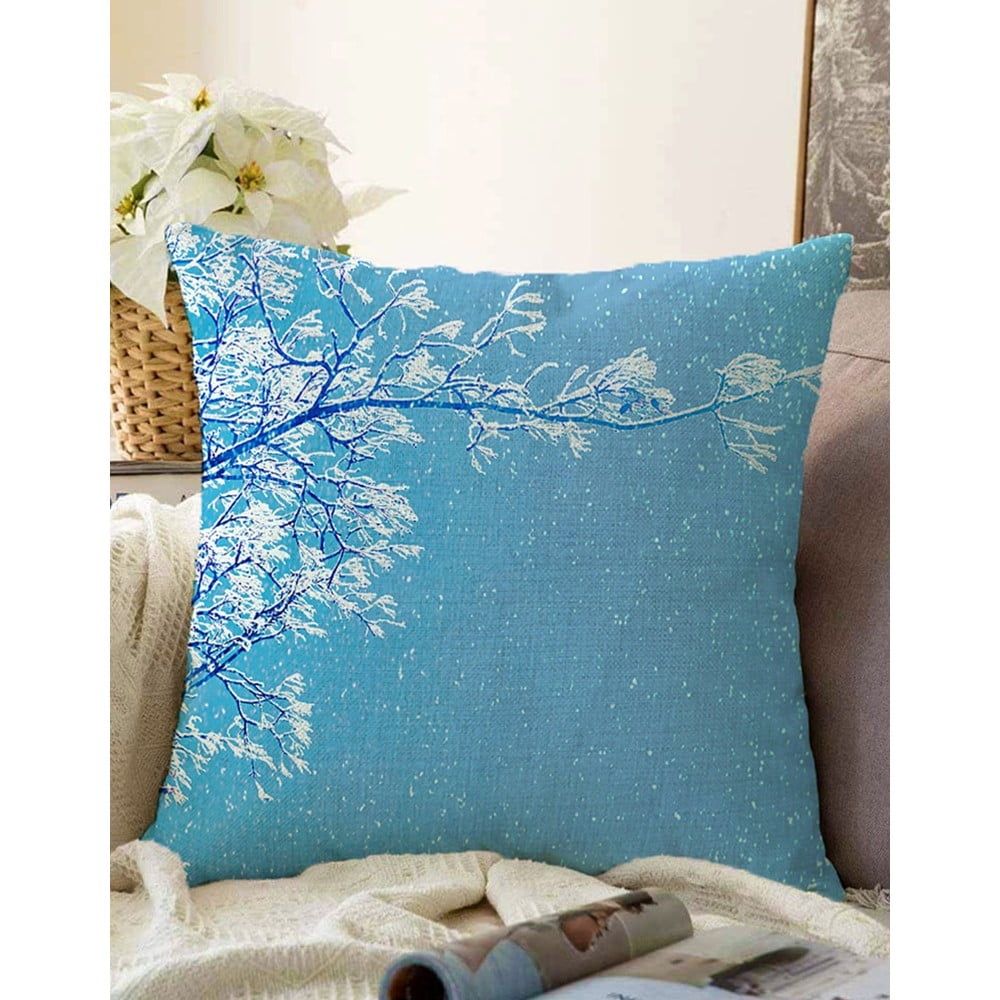 Modrá obliečka na vankúš s prímesou bavlny Minimalist Cushion Covers Winter Wonderland, 55 x 55 cm - Bonami.sk