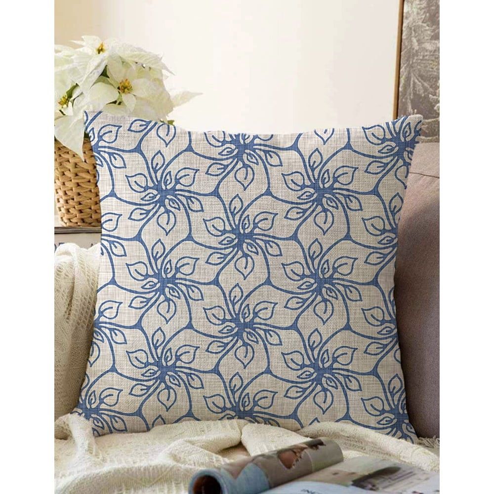 Modrá obliečka na vankúš s prímesou bavlny Minimalist Cushion Covers Chic, 55 x 55 cm - Bonami.sk