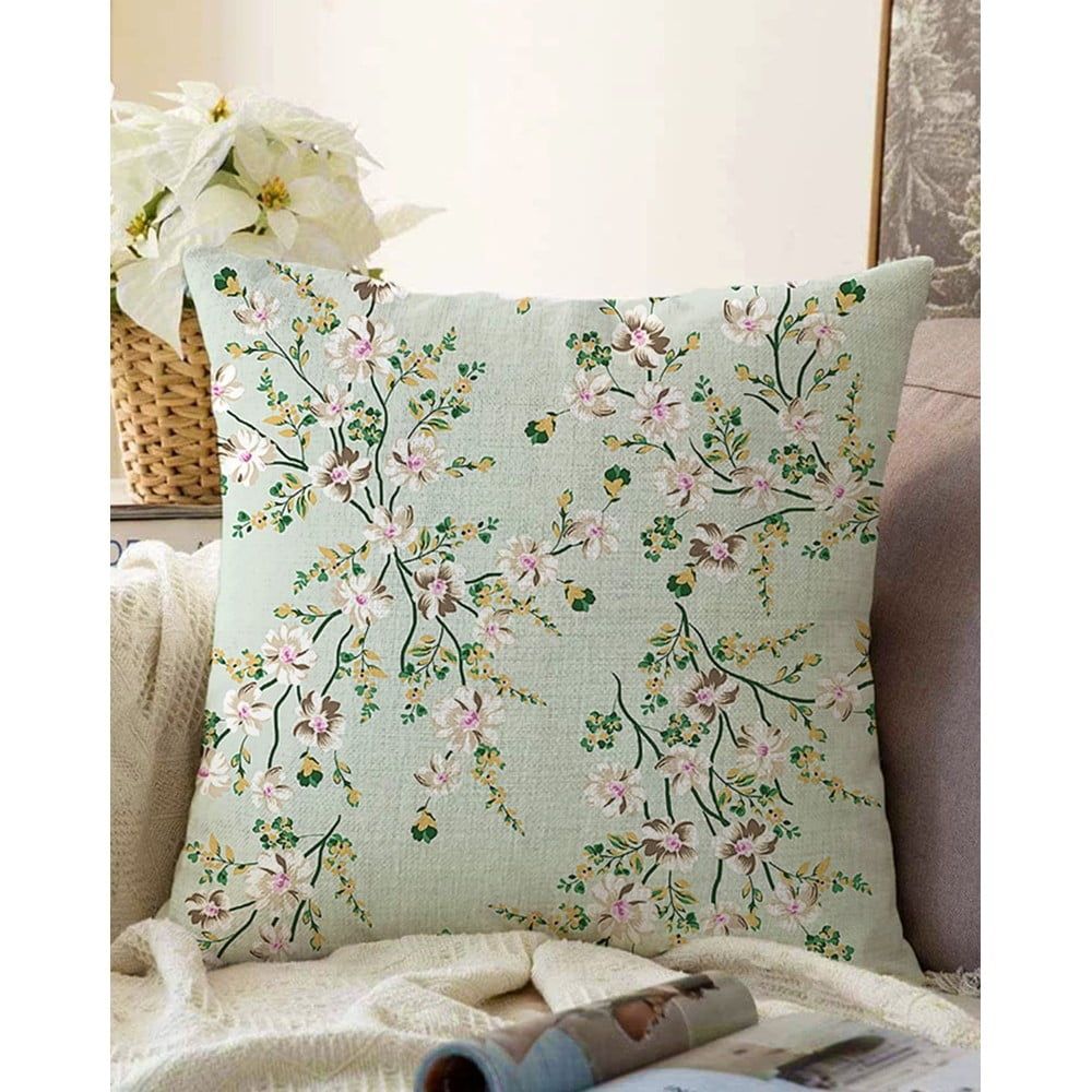 Zelená obliečka na vankúš s prímesou bavlny Minimalist Cushion Covers Bloom, 55 x 55 cm - Bonami.sk