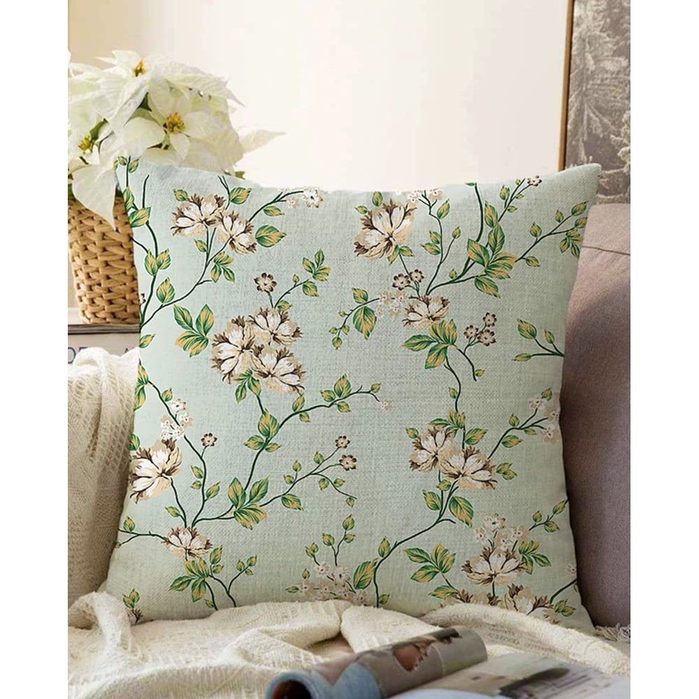 Zelená obliečka na vankúš s prímesou bavlny Minimalist Cushion Covers Blooming, 55 x 55 cm - Bonami.sk