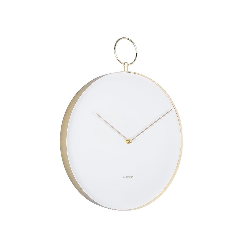 Biele kovové nástenné hodiny Karlsson Hook, ø 34 cm - Bonami.sk