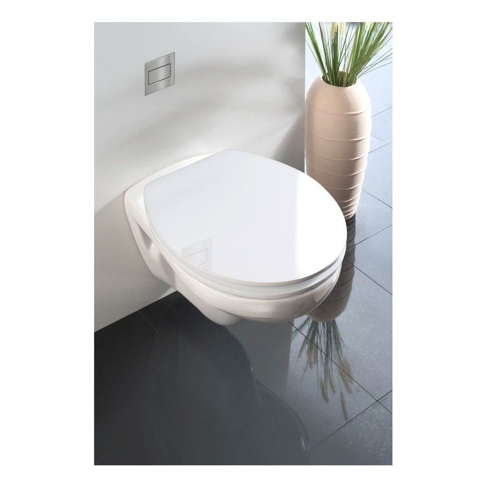 Biele WC sedadlo s jednoduchým zatváraním Wenko Classic, 45 x 38,8 cm - Bonami.sk