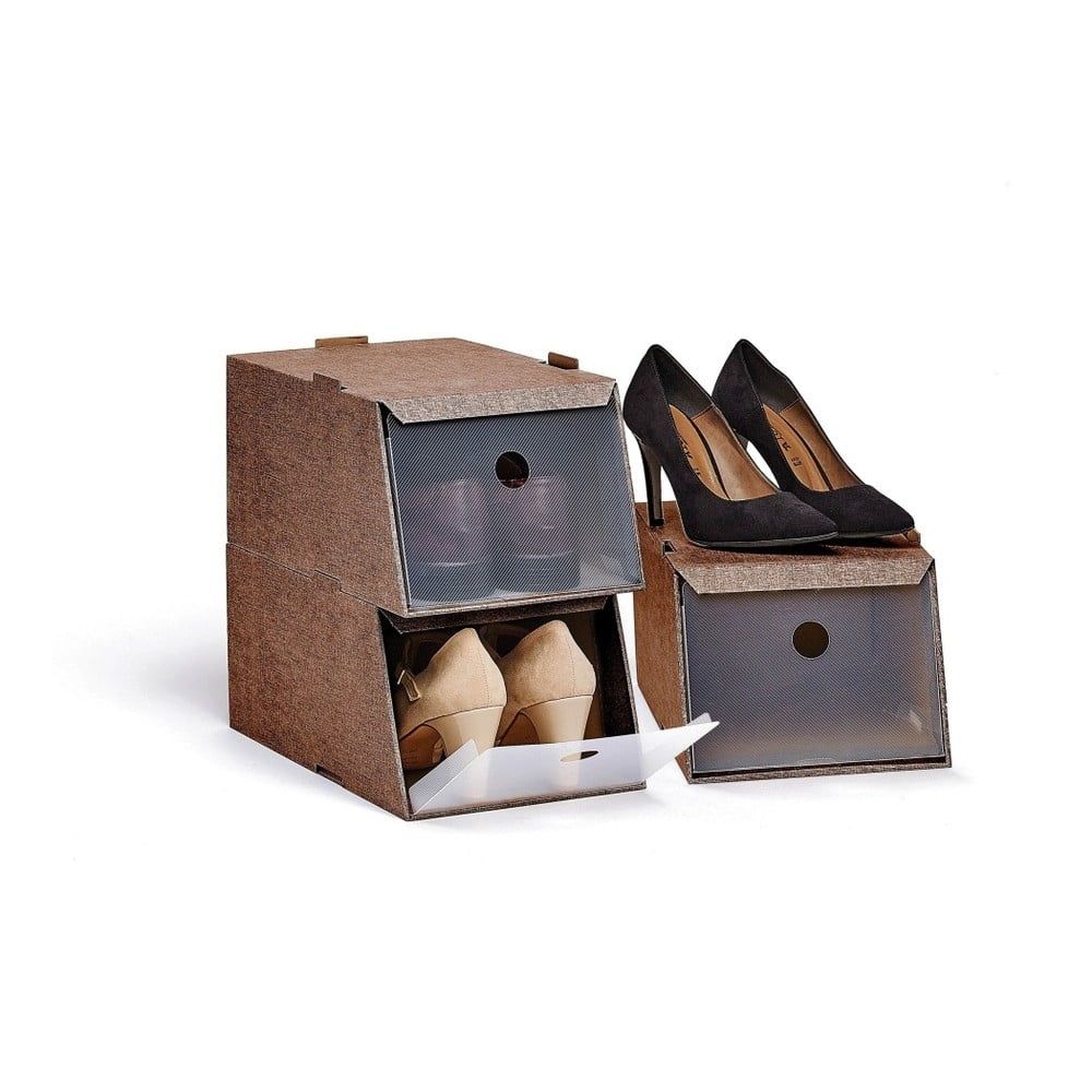 Sada 3 hnedých úložných boxov na obuv Domopak - Bonami.sk